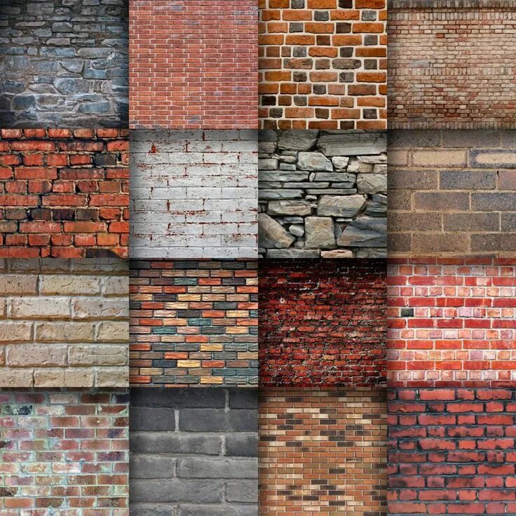 Кирпич разный фото Brick Walls Digital Paper Brick Textures 16 Designs 12in X 12in Commercial Use I