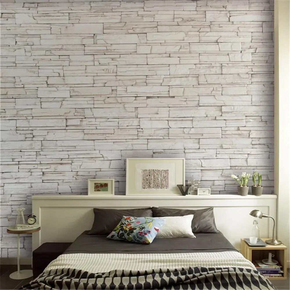 Кирпич стена декор фото White Stone Tile Texture Brick Wall stone paper wallpaper PW327120424 - buy at t