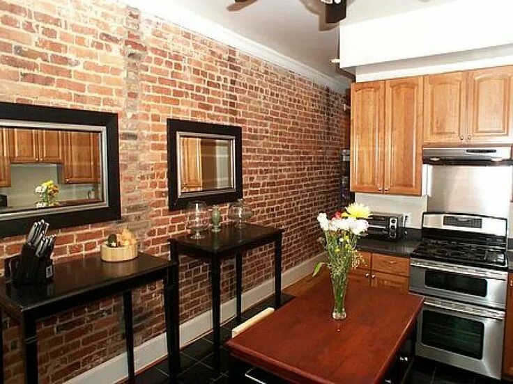 Кирпич в интерьере кухни Image result for fake exposed brick interior Brick interior, Brick interior wall