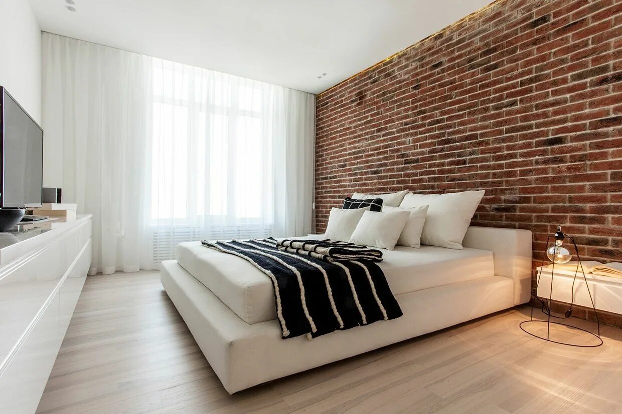 Кирпич в интерьере спальни Brick bedroom, Exposed brick bedroom, Brick wall bedroom