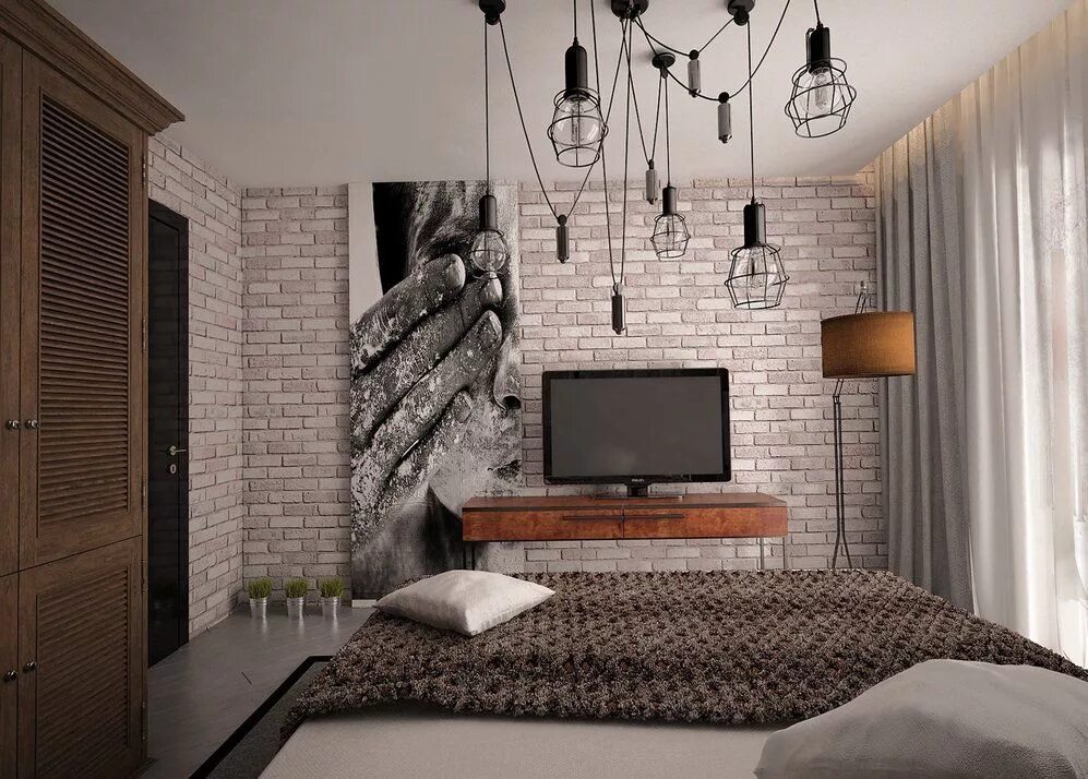 Кирпич в интерьере спальни Студия недели: 48 квадратов в стиле лофт - INMYROOM Brick decor, Unique home dec