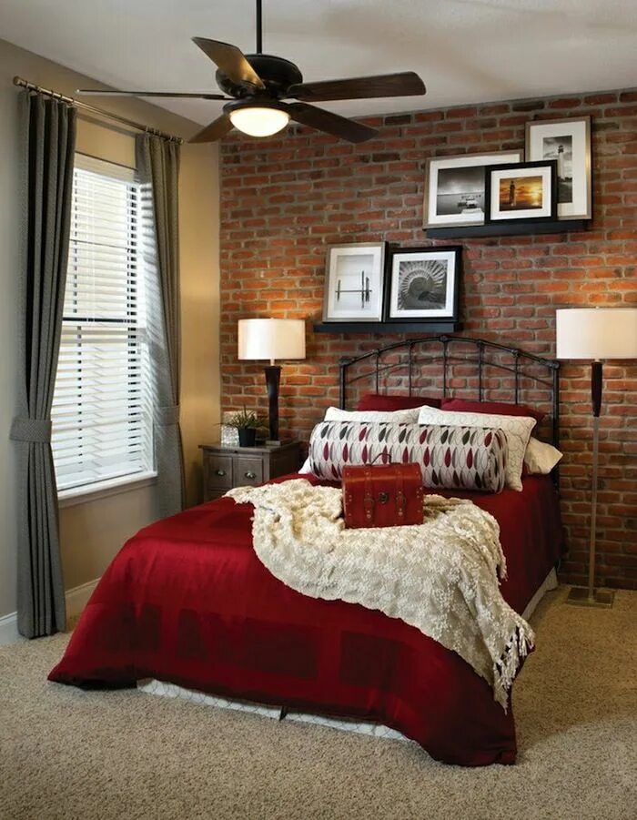 Кирпич в интерьере спальни Rustic Brick and Stone Looks Great in the Bedroom Artisan Crafted Iron Furnishin