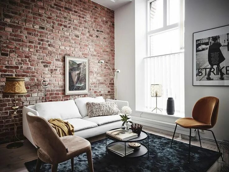 Кирпич в современном интерьере Un apartamento renovado con estilo nórdico Interior de ladrillo, Decoración de u