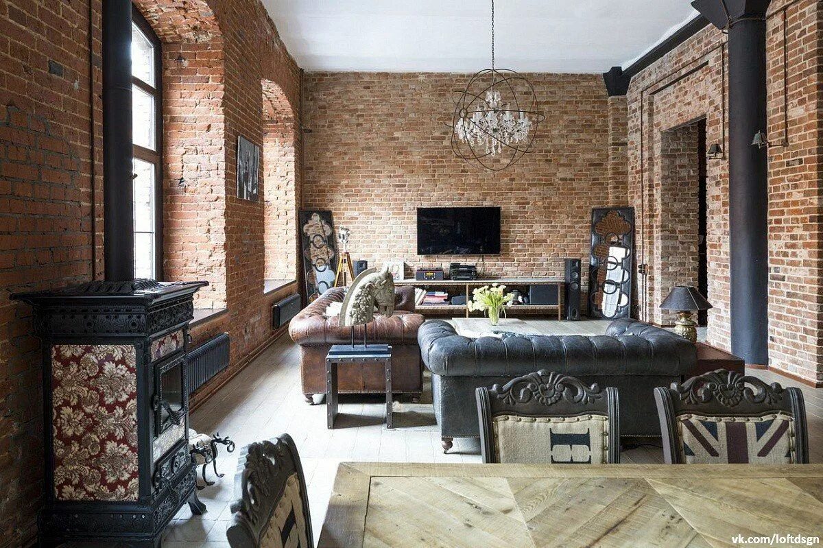 Кирпич в стиле лофт Industrial home design, Industrial loft design, Loft interiors