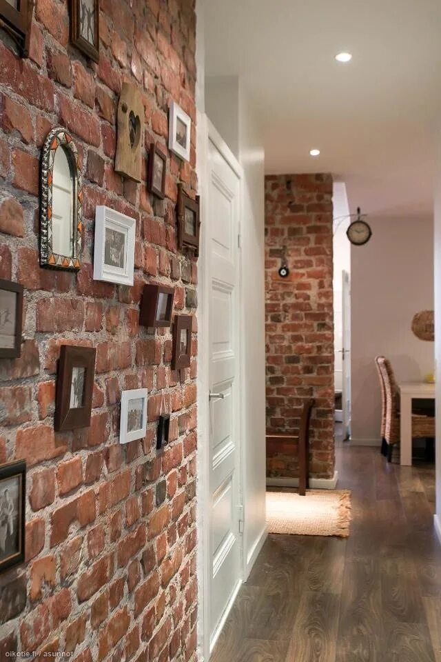 Кирпичная стена в интерьере прихожей Pin by Creative family studio on For the Home Stone wall design, Modern house ex