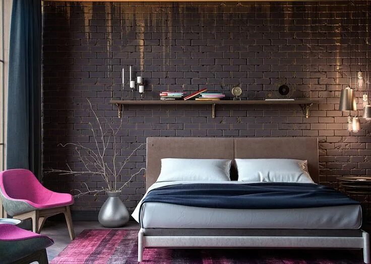 Кирпичная стена в интерьере цвет стен Bedrooms With Exposed Brick Walls Brick wall bedroom, Bedroom furniture design, 