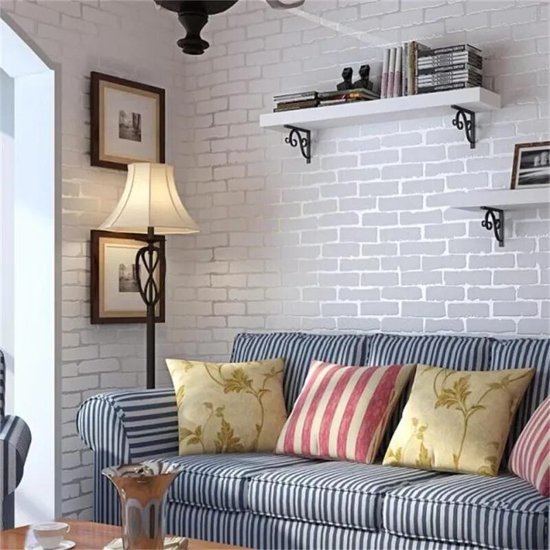 Кирпичная стена в интерьере цвет стен Window Stickers Faux Brick Wallpaper White/Grey Contact Paper Bathroom For Wall 
