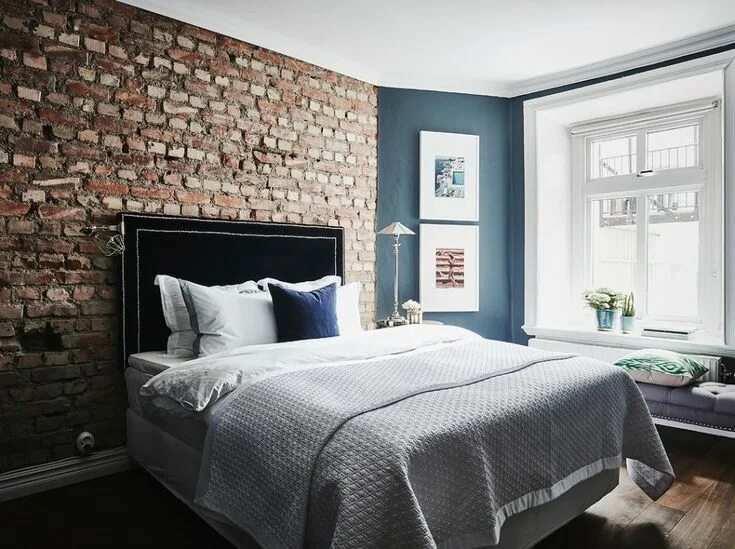 Кирпичная стена в интерьере цвет стен Le noir en vedette Dormitorio con paredes de ladrillo, Dormitorios, Decoración d