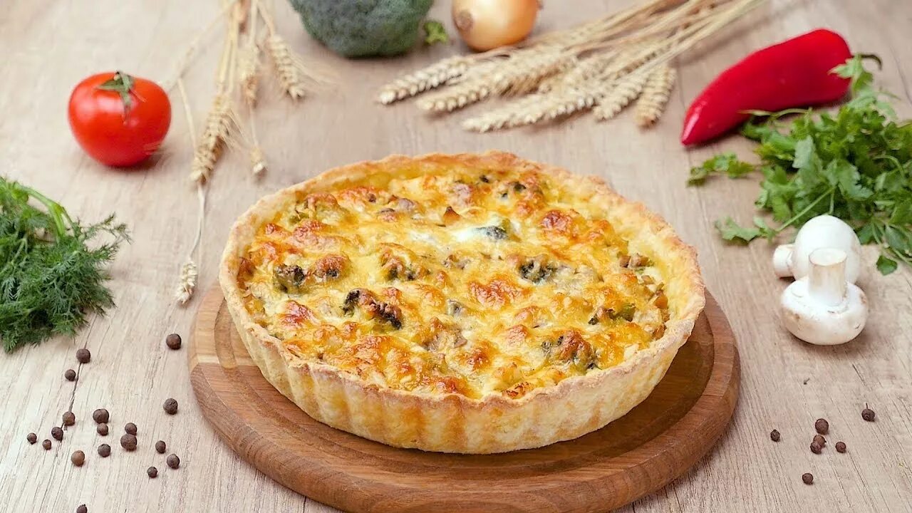 Киш с курицей и грибами фото Лоранский пирог с курицей - Рецепты от Со Вкусом - YouTube