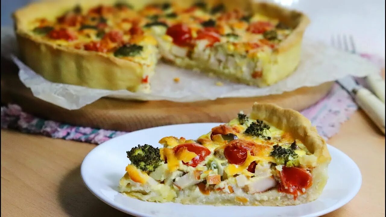 Киш с курицей и грибами фото НЕРЕАЛЬНО Вкусный ПИРОГ с КУРИЦЕЙ и ГРИБАМИ. ЗНАМЕНИТЫЙ французский КИШ ЛОРЕН - 