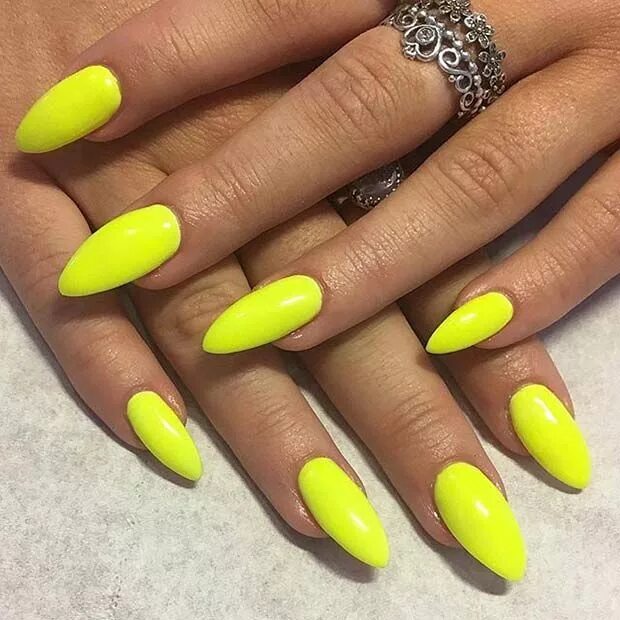 Кислотный маникюр миндаль 23 Bright, Stylish and Creative Summer Nails - StayGlam Manicura, Uñas decoradas