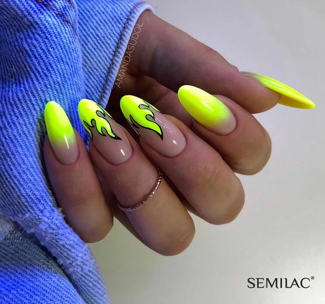 Кислотный маникюр миндаль Neon Nails Art - Neon Nail Designs for Light and Dark Skin Nail Shapes Hot nails