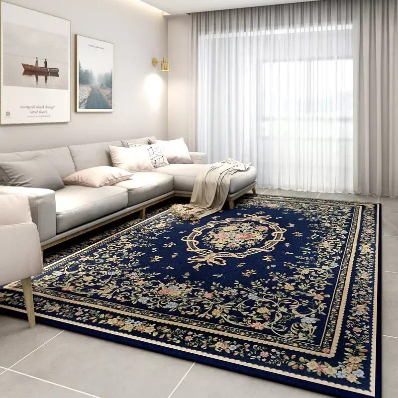 Кит интерьер омск ковры Navy Blue Carpets For Living Room American Countryside Bedroom Carpet Sofa Coffe