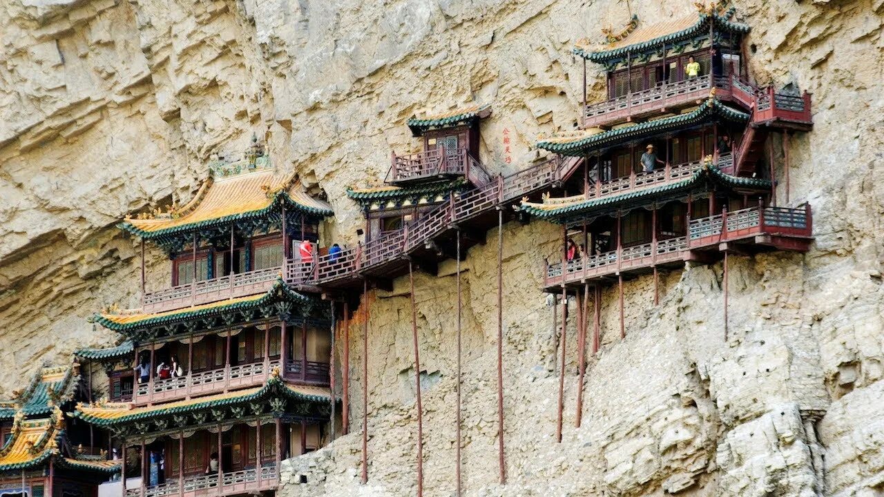 Китай монастыри фото China's Hanging Monastery - 4K - YouTube