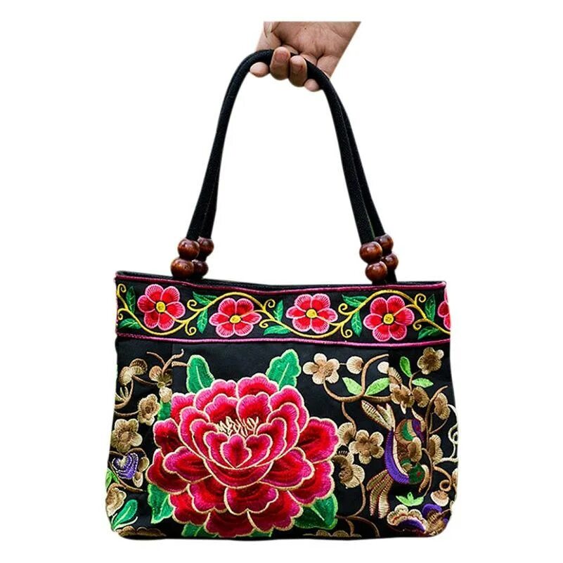 Китай сумочки Women Handbag Embroidery Ethnic Handmade Floral Tote Shoulder Cross Body Bag Sty