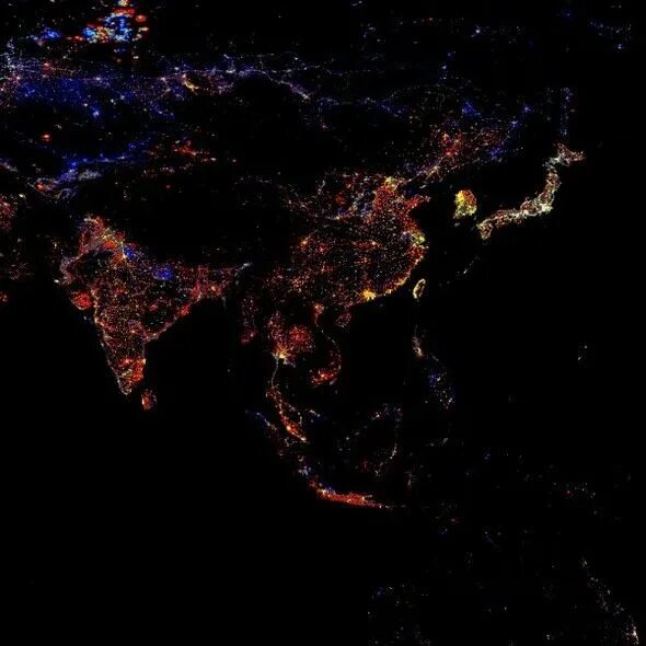 Китайская из космоса фото Огни Земли ночью Earth at night, Earth from space, Light of the world