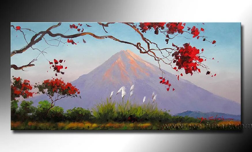 Китайская живопись маслом на холсте фото Handmade Framed Realistic Landscape Oil Painting on Canvas for Decror (LA1-058) 