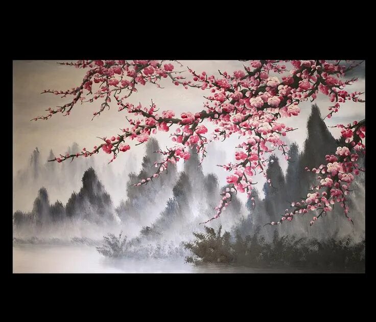 Китайская живопись маслом на холсте фото Art Paintings for sale eBay Wall art painting, Art painting, Cherry blossom pain