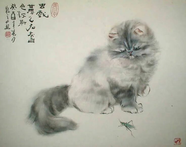 Китайские котята фото Анималистика. Кошки Gu Yingzhi (Китай). in 2023 Cat art, Asian art, Cat painting