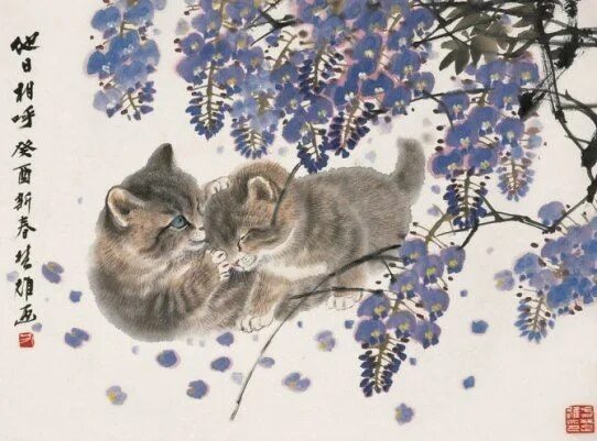 Китайские котята фото 14860_360880670676450_2097539025_n Pintura de gato, Arte japonesa, Arte asiática