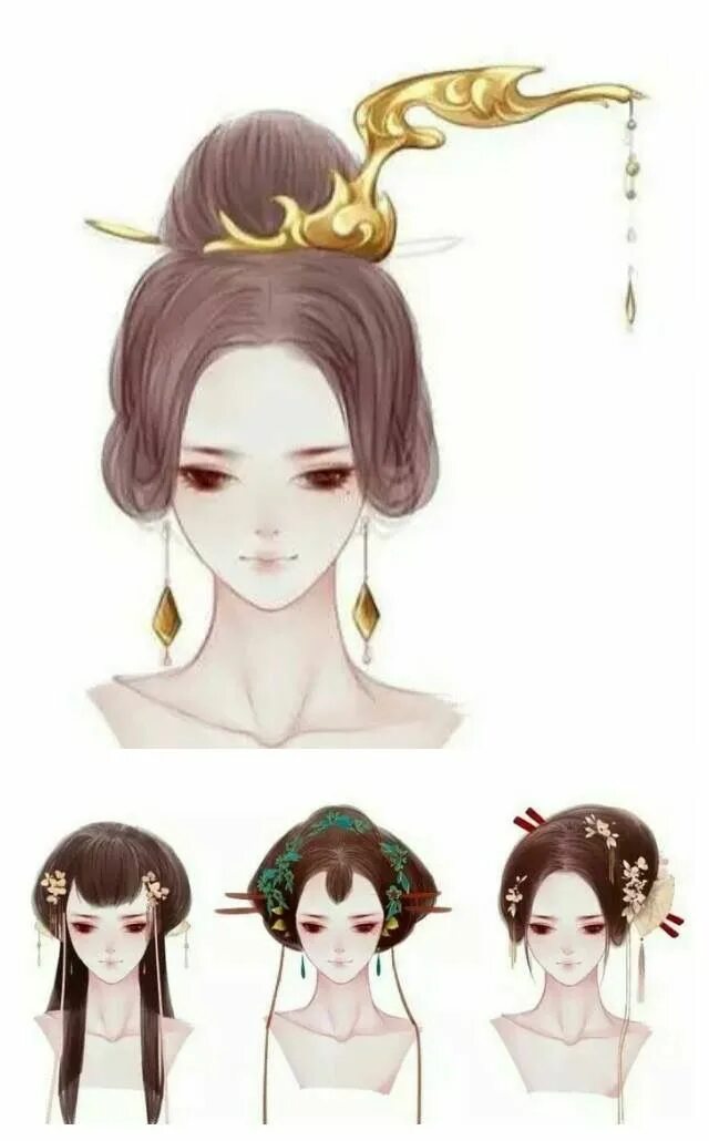 Китайские прически для девочек Chinese hairstyles Hair art, How to draw hair, Drawings