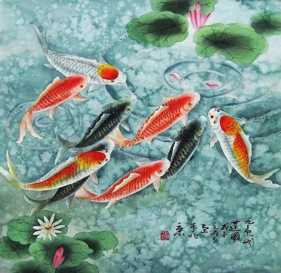 Китайские рыбки фото original painting oriental art chinese traditional Oriental art, Painting, Chine