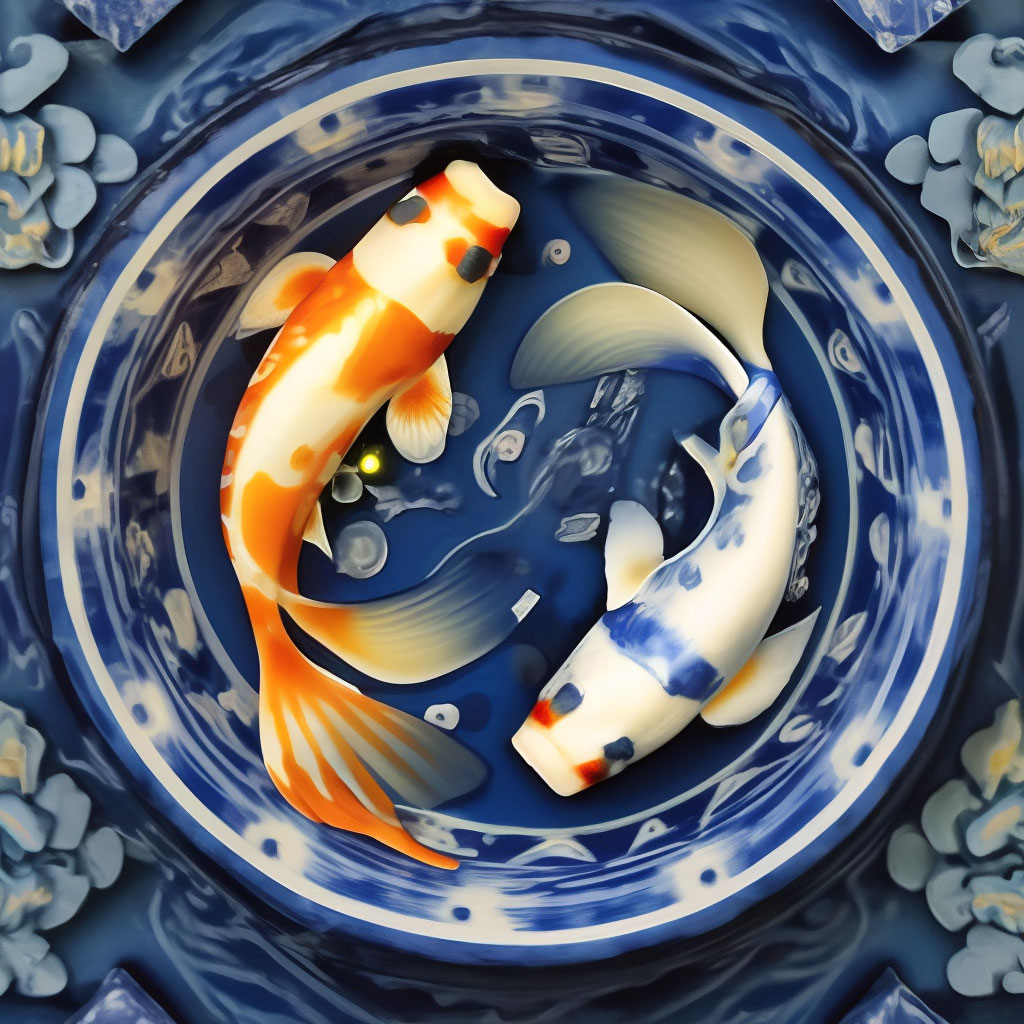Китайские рыбки фото "Chinese fish Yin and Yang swim in the." - image created in Shedevrum