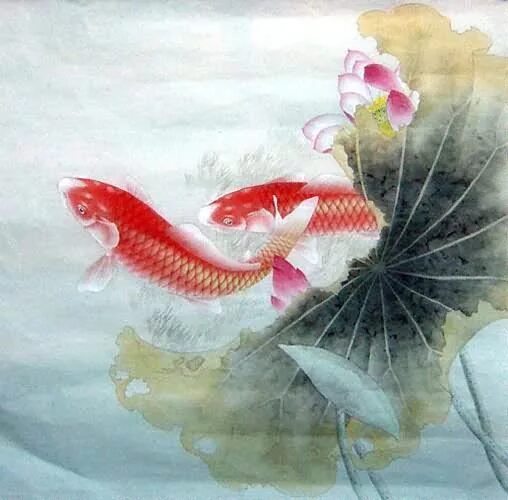 Китайские рыбки фото Chinese Koi Fish Painting 0 2324007, 66cm x 66cm(26* x 26*) Koi art, Painting, F