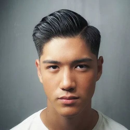 Китайские стрижки мужские Hard Part Comb Over Fade For Asian Hair