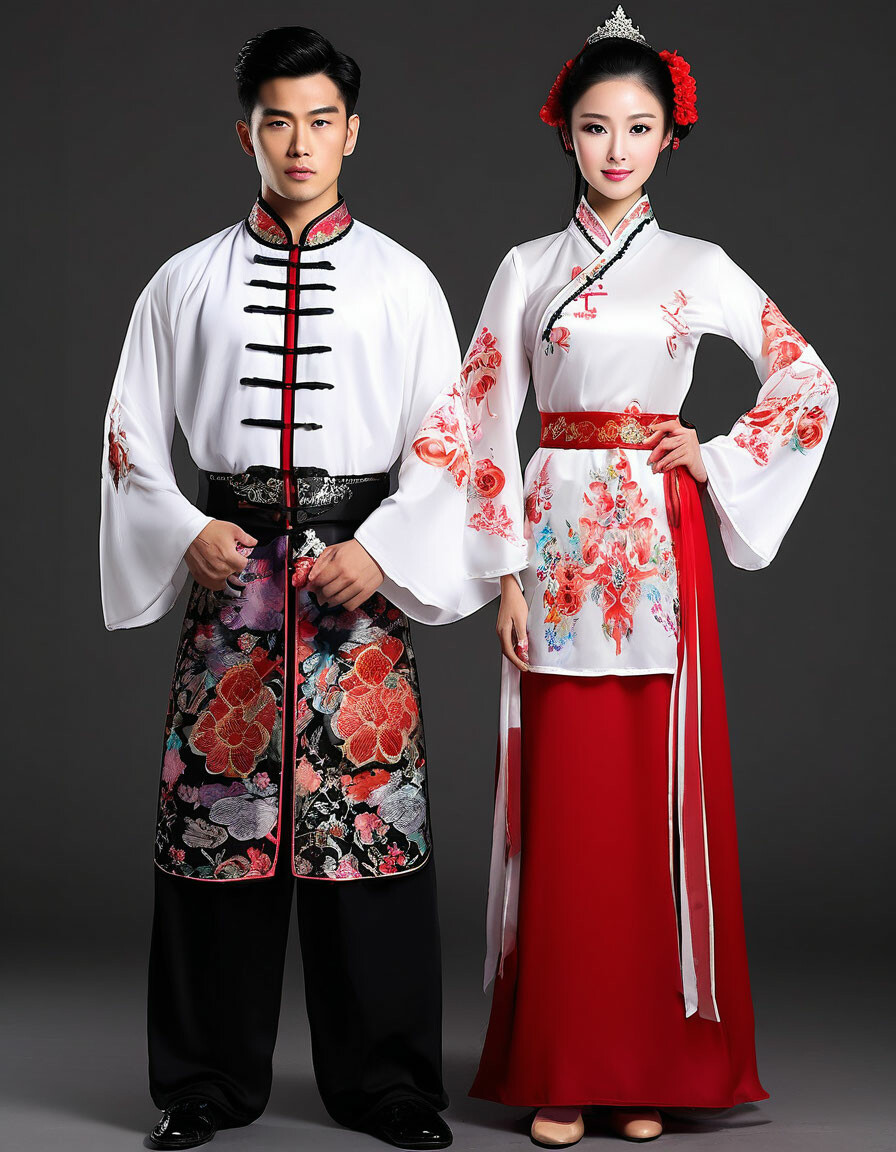 Китайский народный костюм фото и описание "Women's men's Chinese folk costume" - image created in Shedevrum