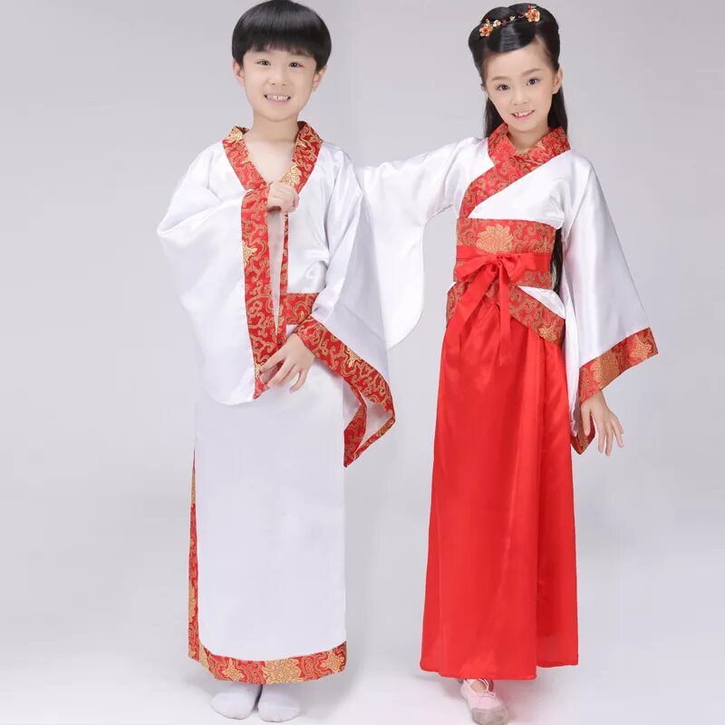 Китайский народный костюм фото и описание New Arrival Chinese Folk Costume Boy Hanfu Clothes Robe + Belt Long Kids Chinese