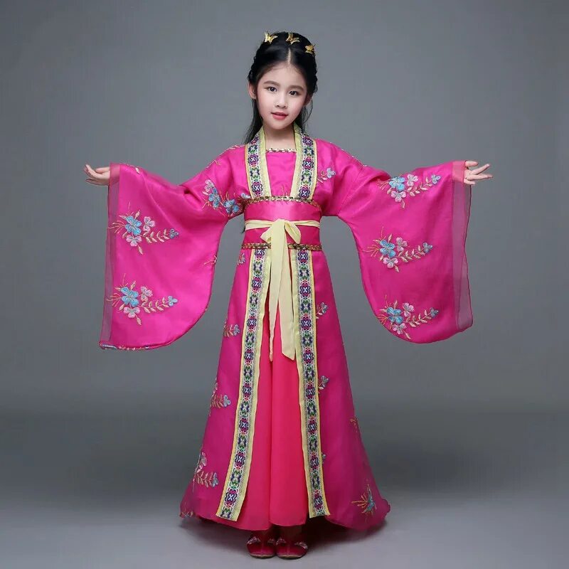 Китайский народный костюм фото и описание Girls Chinese Traditional Costume For Folk Dance Dress Kids Tang Princess Dress 