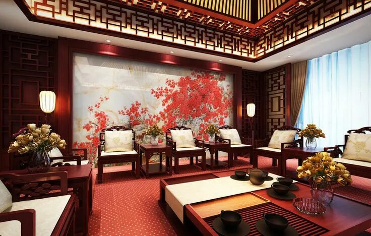 Китайский стиль в дизайне интерьера Chinese vintage floral wallpaper living room decoration ✿ ❤ Thank ❤ You ✿ I ❤ ❤ 