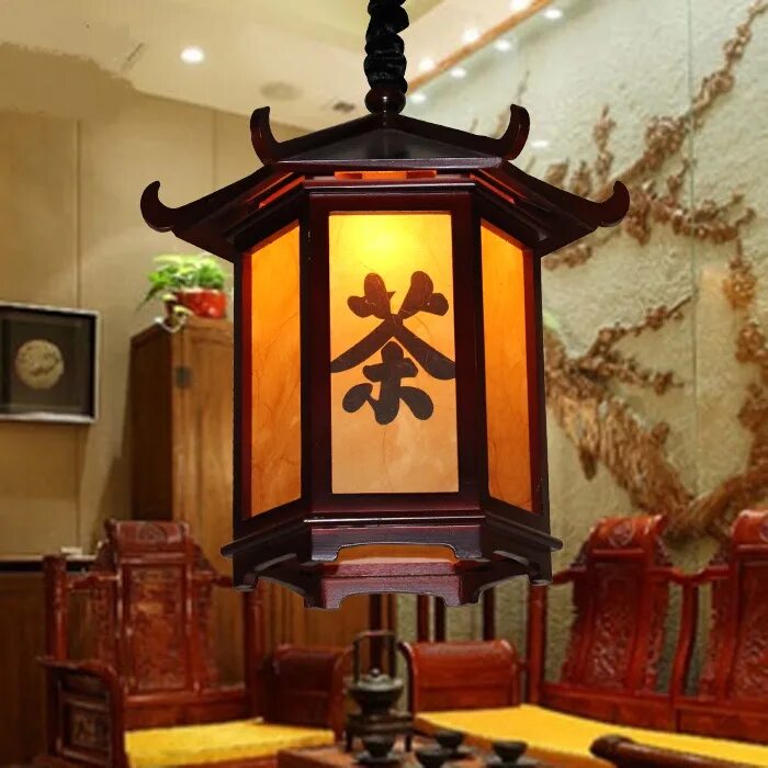 Китайский светильник своими руками Chinese style pendant light dining room study restaurant Wooden classical creati