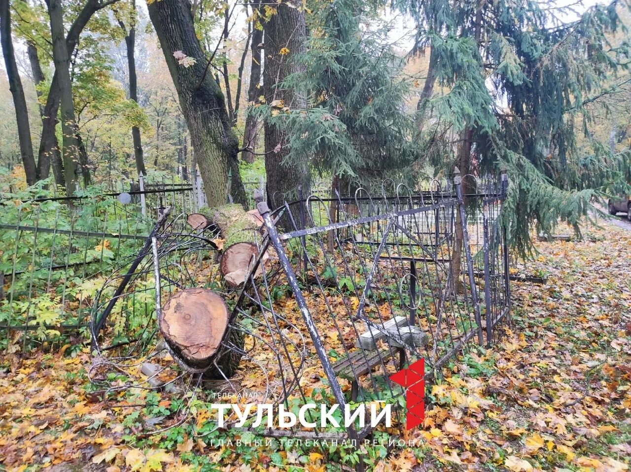 Кладбища тулы фото На Всехсвятском кладбище Тулы поваленные ветром деревья повредили памятники и ог