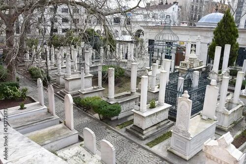 Кладбище в турции фото Cemetery near Mausoleum of Sultan Mahmud II in Istanbul. Turkey - Buy this stock