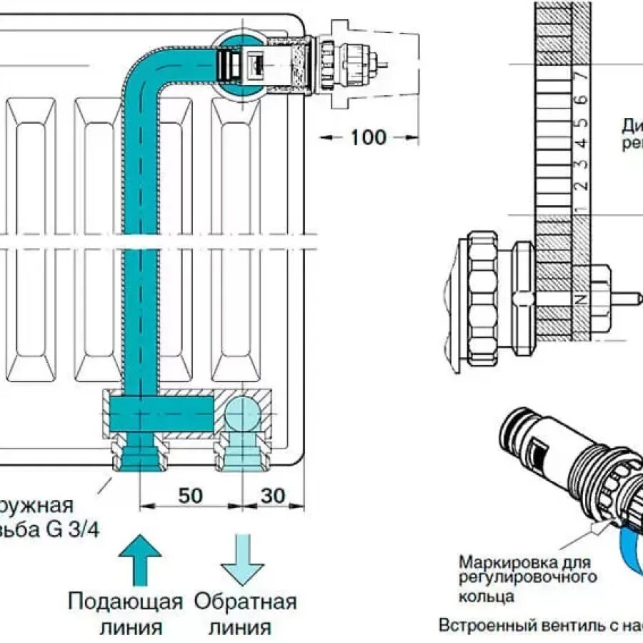 Клапан нижнего подключения стальных радиаторов Стальной панельный радиатор Buderus Logatrend VK-Profil 21 (500x1200 мм) купить 