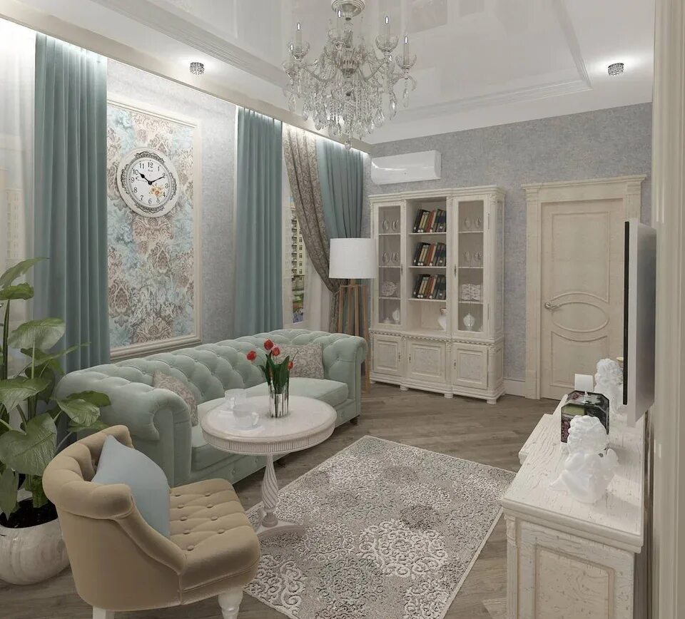 Классическая дизайн студия Living room design 30 sq m in a classic style (48 Photos)