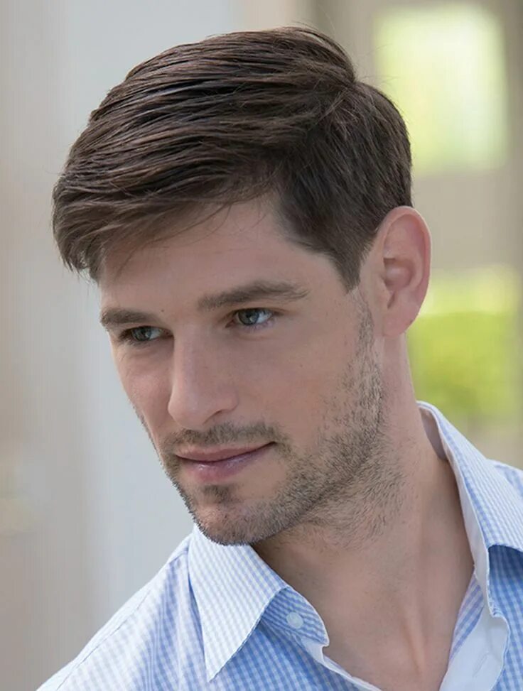 Классическая короткая стрижка Brown Straight Synthetic Refined Men Wigs Corte de cabelo masculino, Cabelo masc