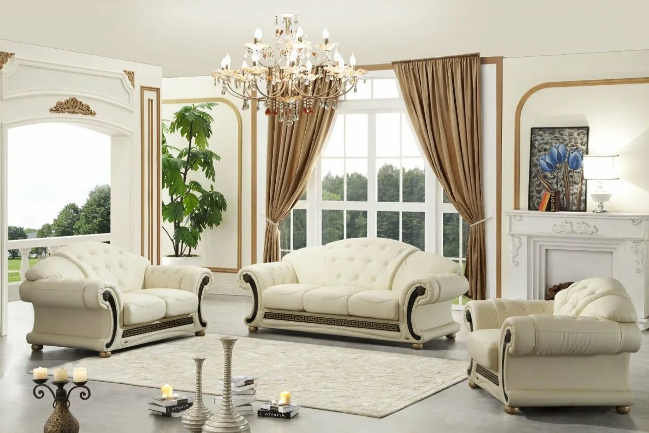 Классическая мягкая мебель в гостиной фото Кресло Versace белое DUPEN РОССИЯ