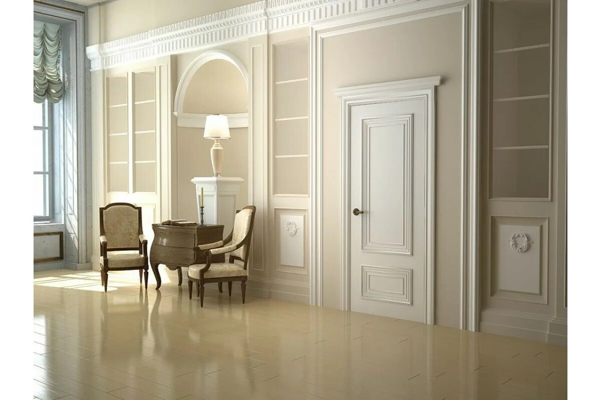 Классические белые двери межкомнатные в интерьере Дверь Belwooddoors Палаццо 2 Эмаль белый купить