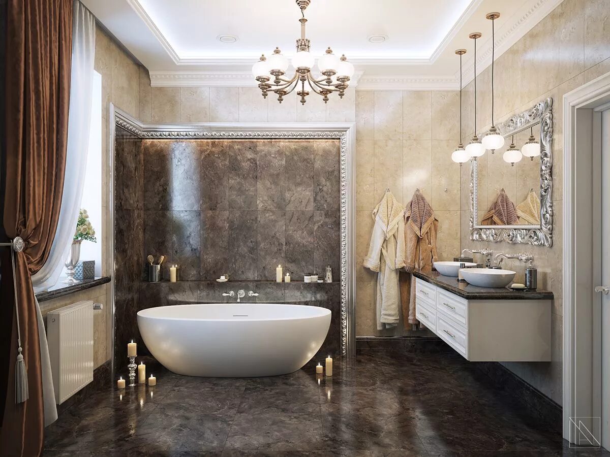 Классические ванные комнаты фото дизайн Ванная комната в стиле неоклассика The bathroom in neoclassic style Дизайн идеи 
