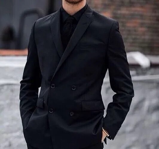 Классический черный мужской стиль Pin by Mihail Papalazoski on Clothes Mens fashion suits, Black suits, Black doub