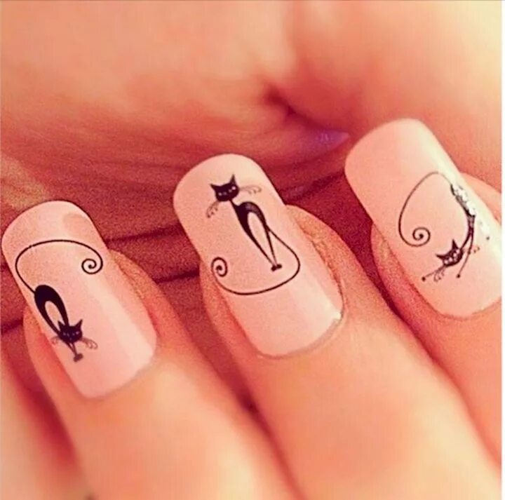 Классные дизайны для маникюра с рисунками 15 Cat Nail Art Designs for the Kitty Lover That You Are Cat nail designs, Manic