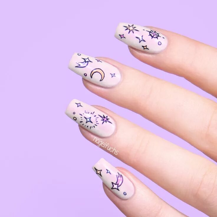 Классные дизайны для маникюра с рисунками Pastel Stars Nails by nagelfuchs Cool nail designs, Shimmery nail, Bling acrylic