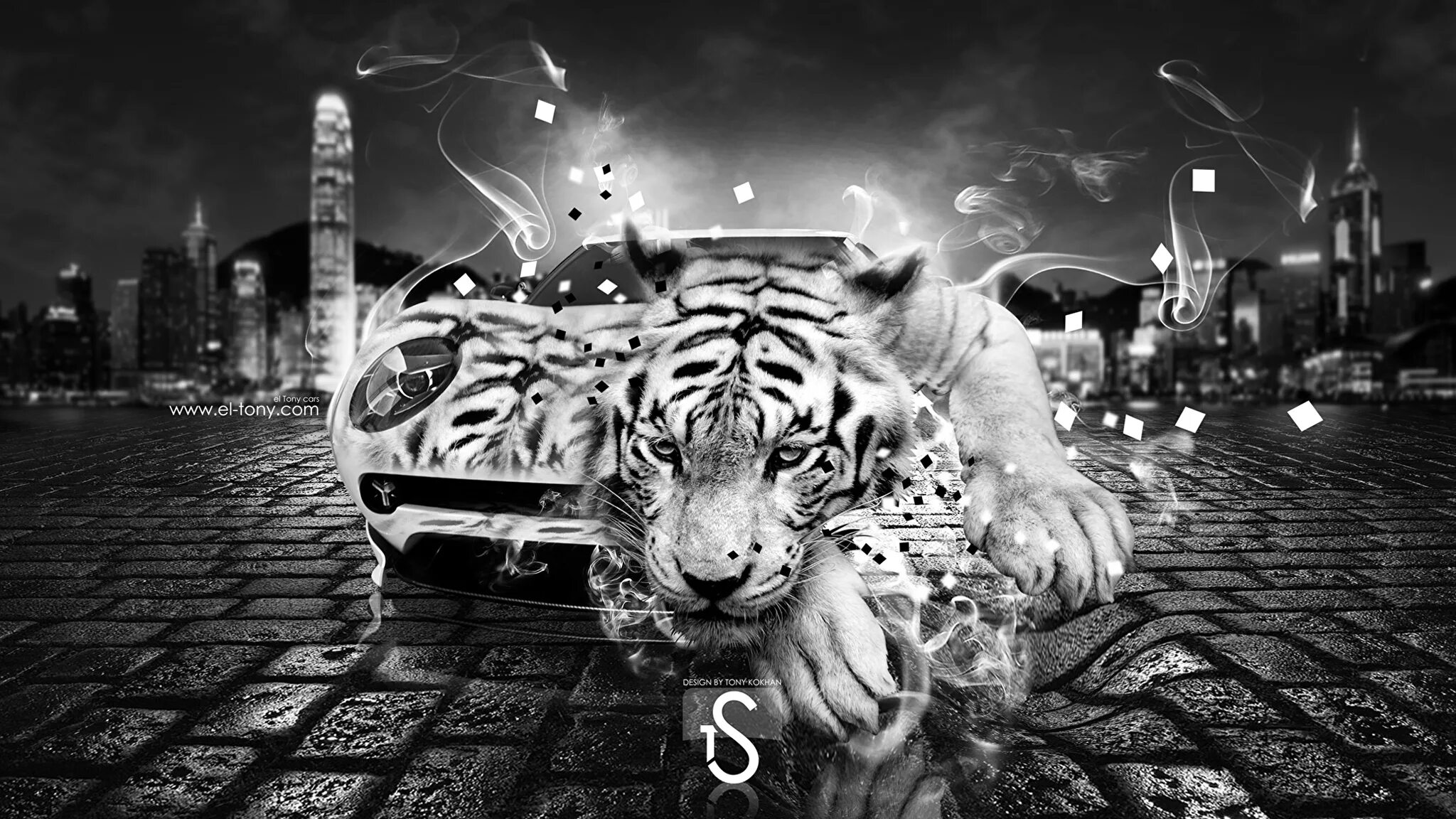Классные фото на обои Images tiger Creative Cars animal 2048x1152
