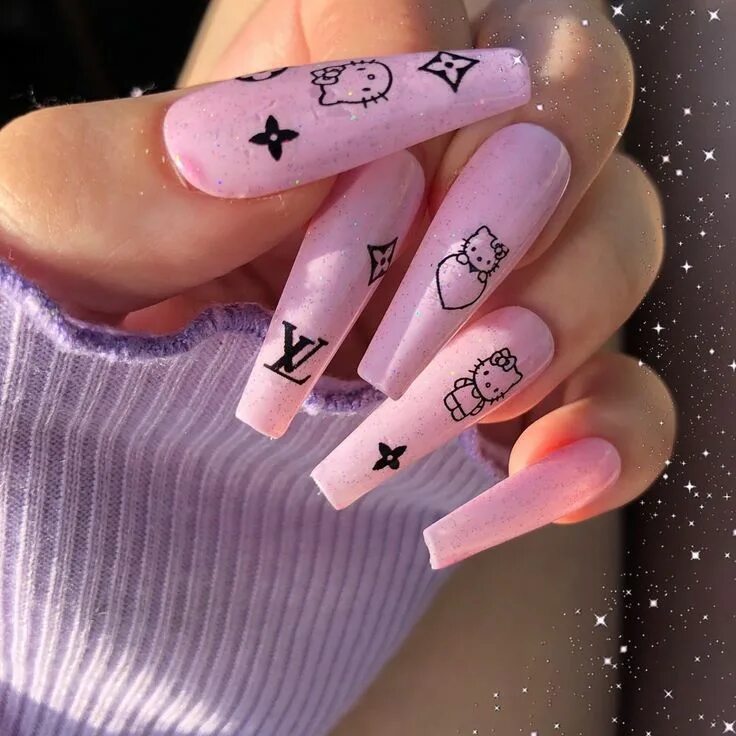 Классные ногти фото Hello kitty acrylic trendy nails #hellokitty #nails #luxury #pinknails #longnail