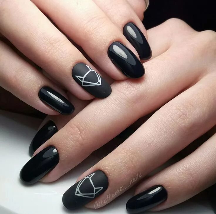 Классный черный маникюр Маникюр Ногти Fox nails, Pretty nails, Trendy nails