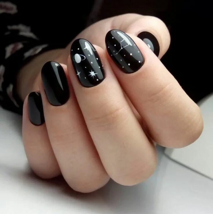 Классный черный маникюр Маникюр на короткие ногти - фото 2019 года Manicure, Gel nails, Black manicure