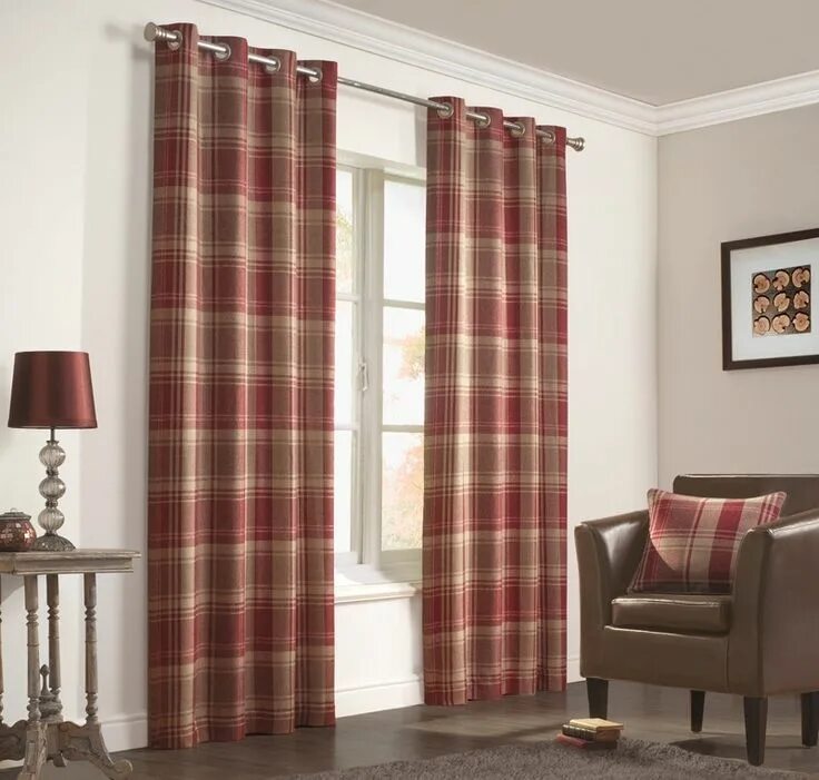 Клетчатые шторы в интерьере Inverness Ready Made Eyelet Lined Curtains Curtains, Curtains ready made, Ready 